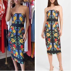 BEST Cara Cara Leah Midi Dress Sz2/6 Flora Scarf Black Red Cocktail Party